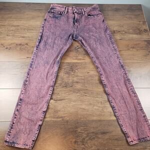 Levis 512 Jeans Mens Pink Acid Wash Slim Fit Tapered Size 33x32 Stretch